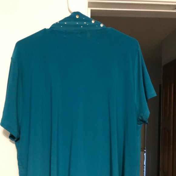 J.T.B. Woman size 18/20 short sleeved jacket with mock tank in aqua - Picture 9 of 12